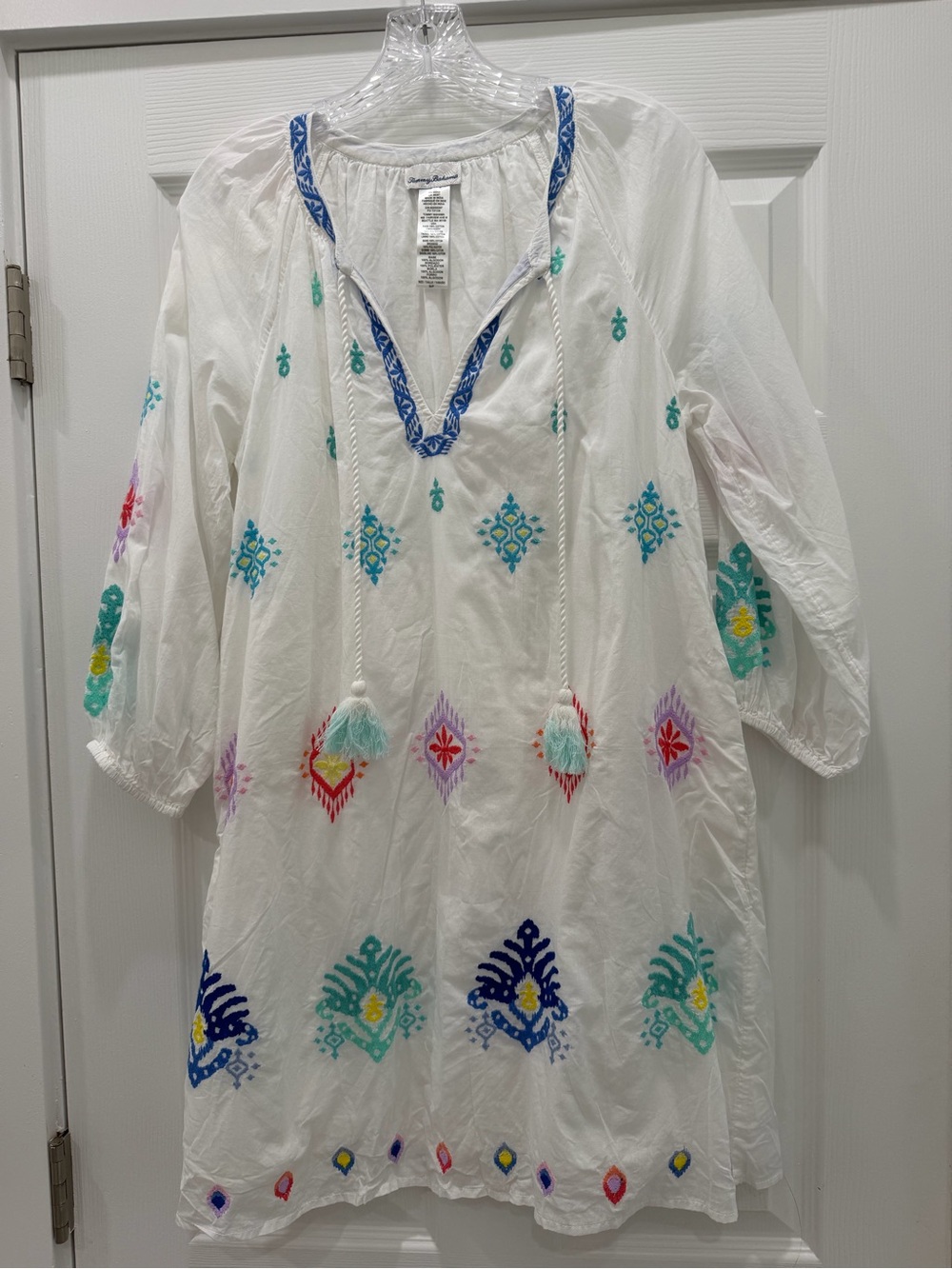 Tommy Bahama White Embroidered beach dress Small 100% cotton